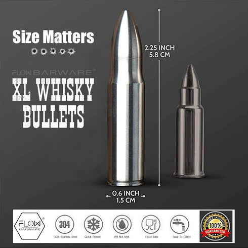 XL GOLD Whisky Bullets | Reusable Bullet Ice Cubes